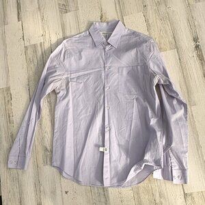 ♦️4/$25 Kenneth Cole NY Men's Size Medium Blueish/Purple Button Down Shirt Cottn